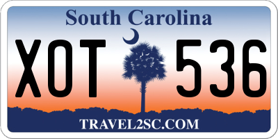 SC license plate XOT536