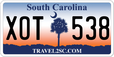 SC license plate XOT538