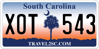 SC license plate XOT543
