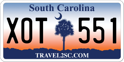 SC license plate XOT551
