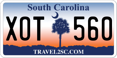 SC license plate XOT560