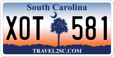 SC license plate XOT581