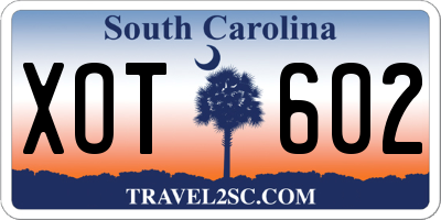 SC license plate XOT602