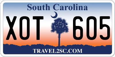 SC license plate XOT605