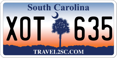 SC license plate XOT635