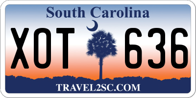 SC license plate XOT636