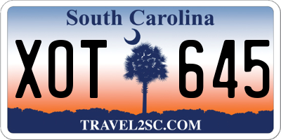 SC license plate XOT645