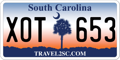 SC license plate XOT653