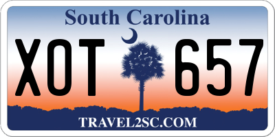 SC license plate XOT657
