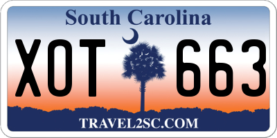 SC license plate XOT663