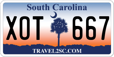 SC license plate XOT667