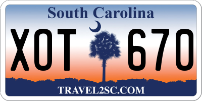 SC license plate XOT670