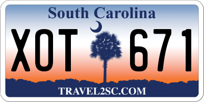SC license plate XOT671