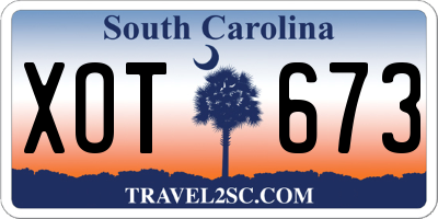 SC license plate XOT673