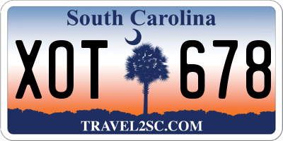 SC license plate XOT678