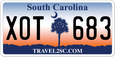SC license plate XOT683