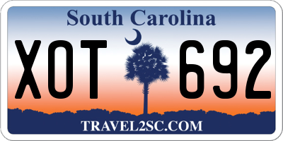 SC license plate XOT692