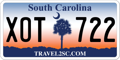 SC license plate XOT722