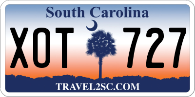 SC license plate XOT727