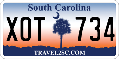 SC license plate XOT734