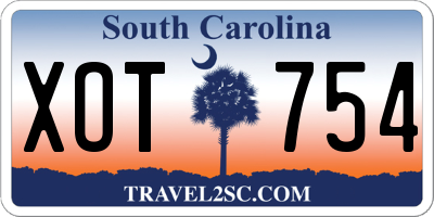 SC license plate XOT754