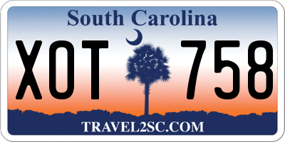 SC license plate XOT758