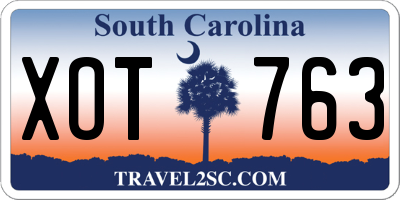 SC license plate XOT763
