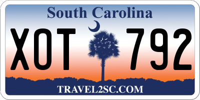 SC license plate XOT792