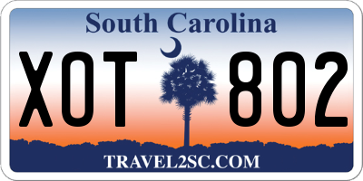 SC license plate XOT802