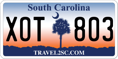 SC license plate XOT803