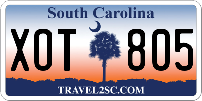 SC license plate XOT805