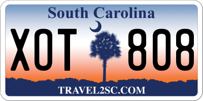SC license plate XOT808