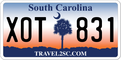 SC license plate XOT831