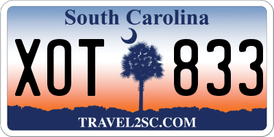 SC license plate XOT833