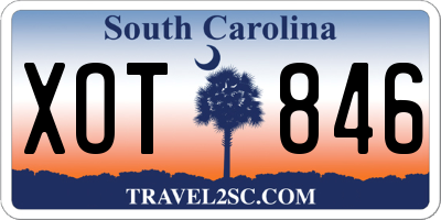 SC license plate XOT846