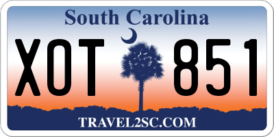 SC license plate XOT851