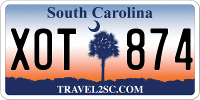SC license plate XOT874
