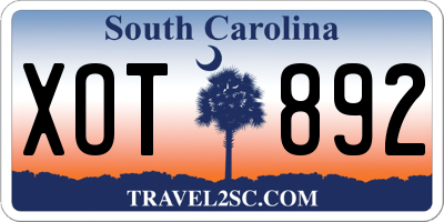 SC license plate XOT892