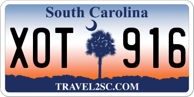 SC license plate XOT916
