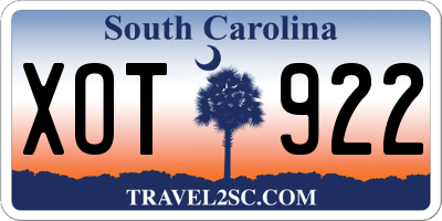 SC license plate XOT922