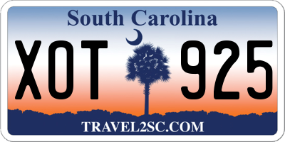 SC license plate XOT925