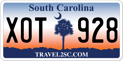 SC license plate XOT928