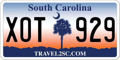 SC license plate XOT929