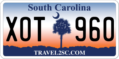 SC license plate XOT960