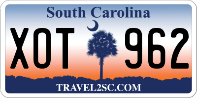 SC license plate XOT962