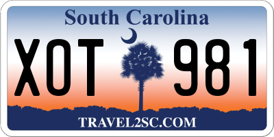 SC license plate XOT981