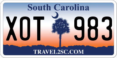 SC license plate XOT983