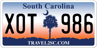 SC license plate XOT986