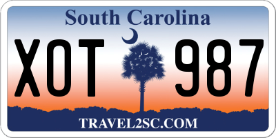 SC license plate XOT987