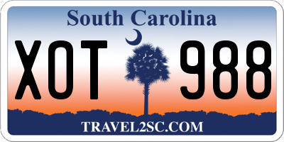 SC license plate XOT988